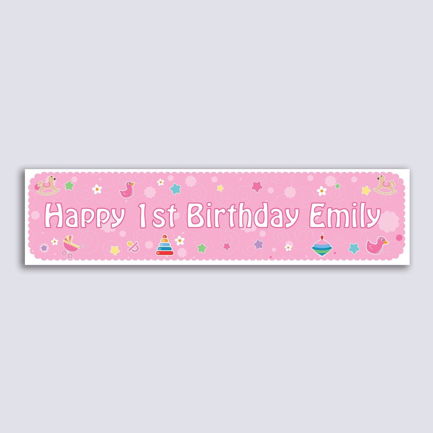 Personalised Banner - 1st Birthday Girl - Paper or Vinyl