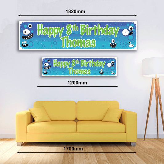 Personalised Banner - Blue Monster - Paper or Vinyl