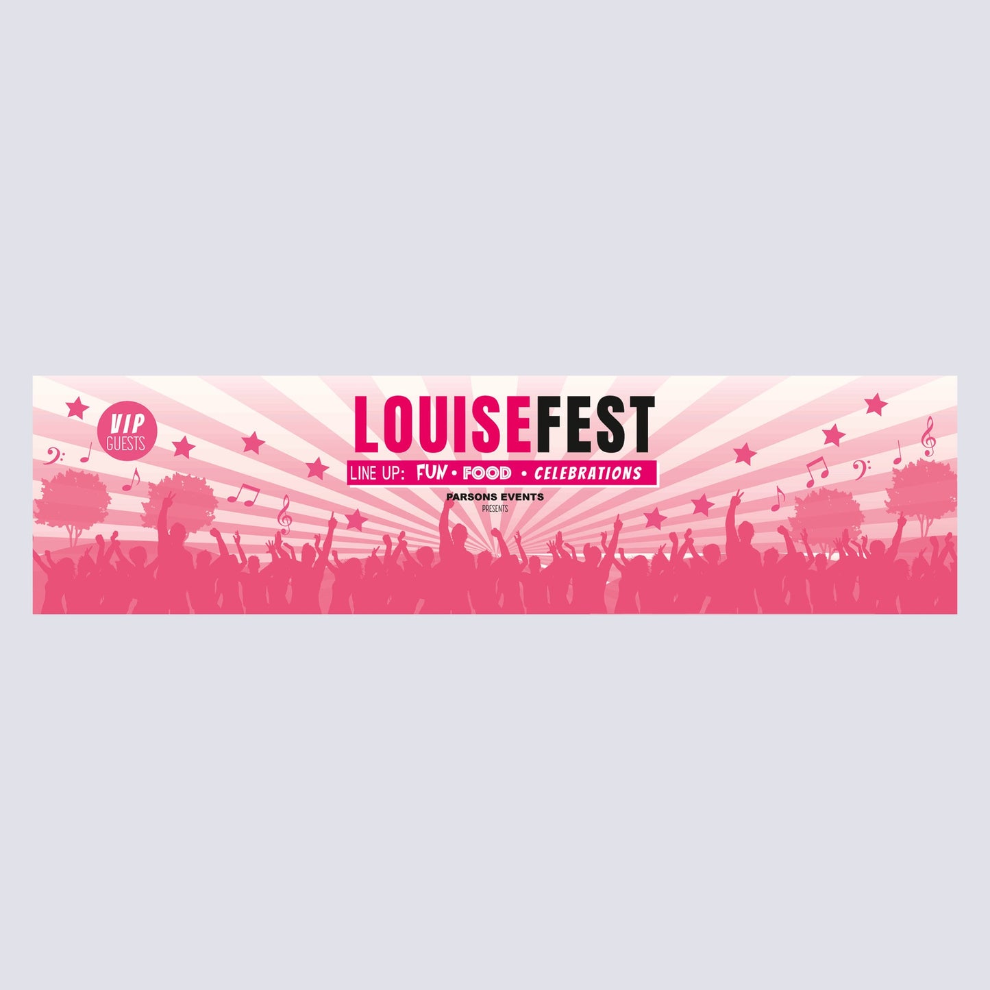 Personalised Festival Pink Banner - Paper or Vinyl