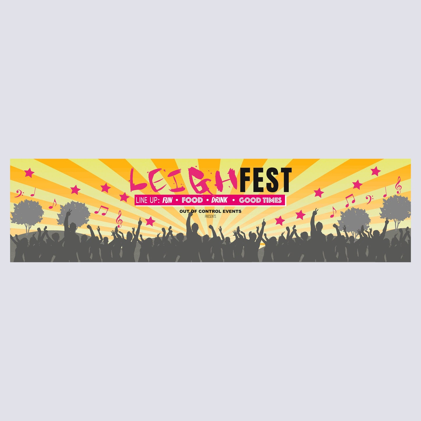 Personalised Festival Yellow Banner - Paper or Vinyl