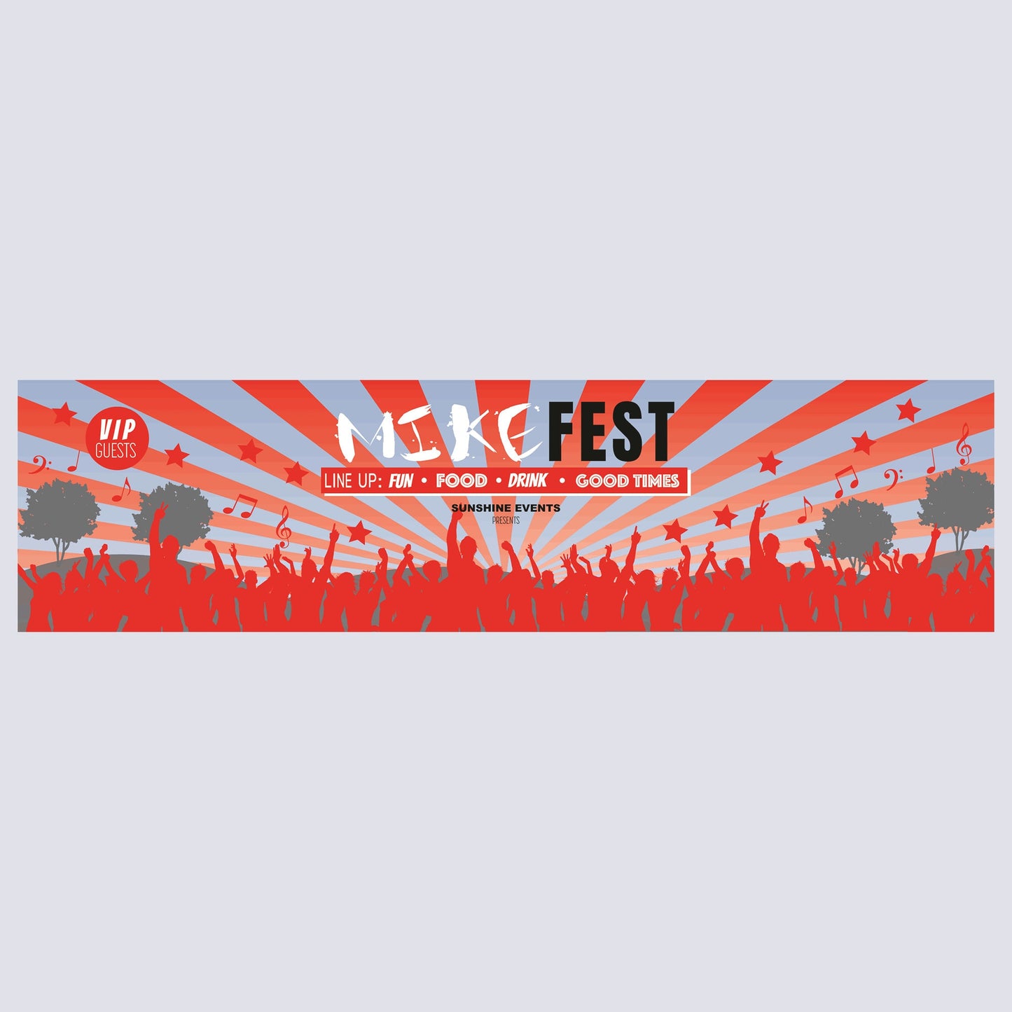 Personalised Festival Red Banner - Paper or Vinyl