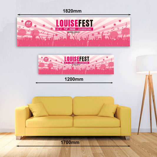 Personalised Festival Pink Banner - Paper or Vinyl