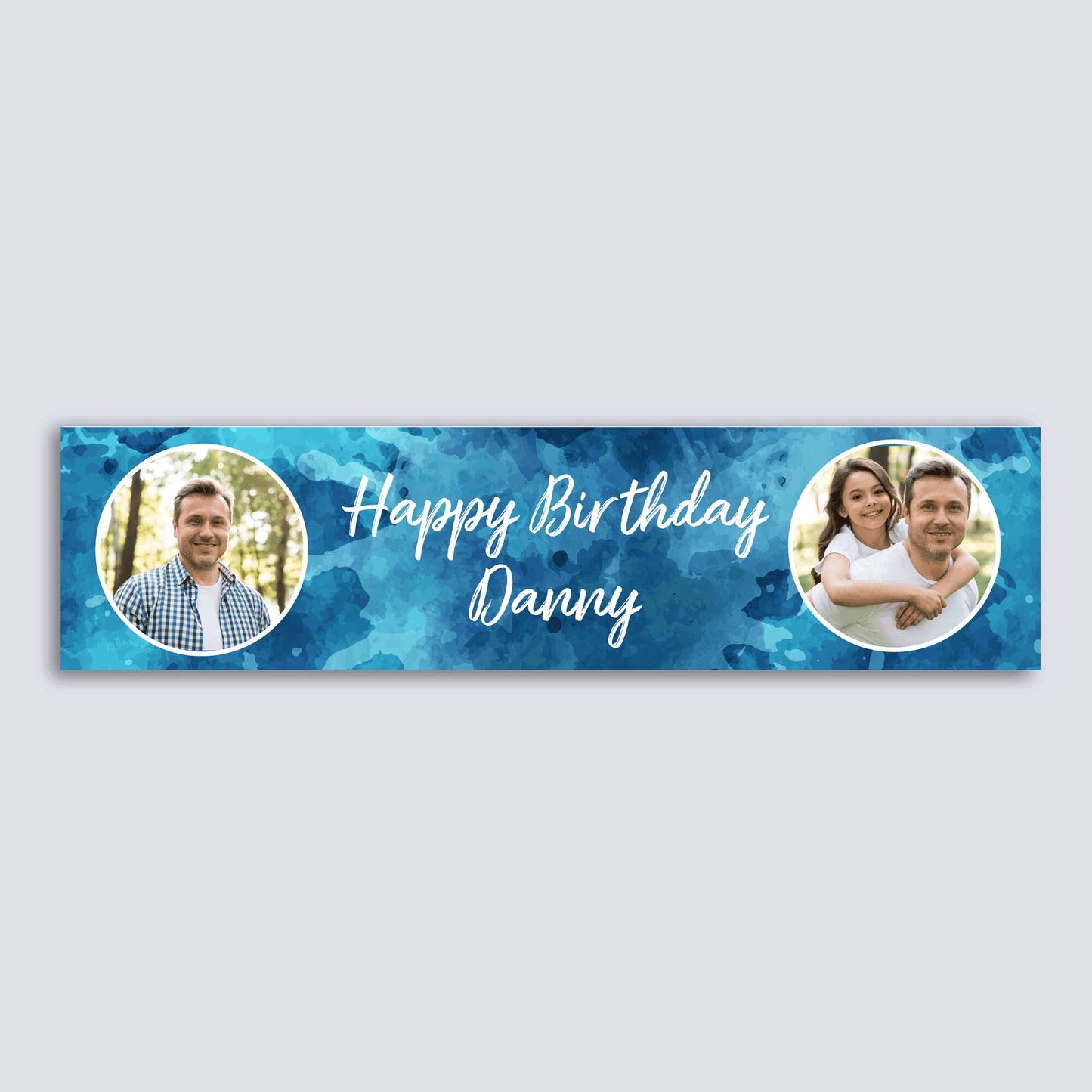 Personalised Banner - Blue Splash Birthday Banner with Photo