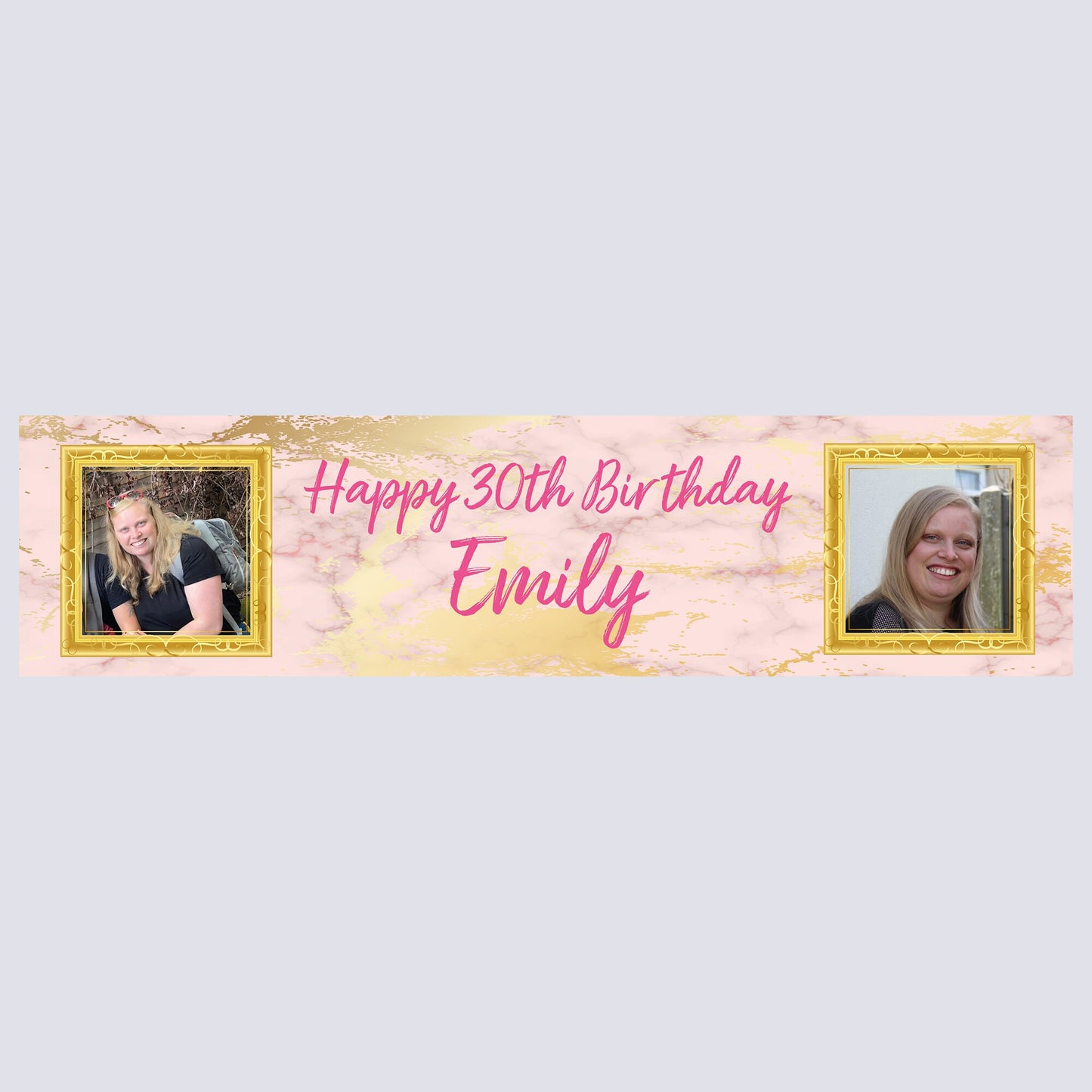 Personalised Banner - Rose Gold Banner with Photo, Rose Gold Birthday Banner