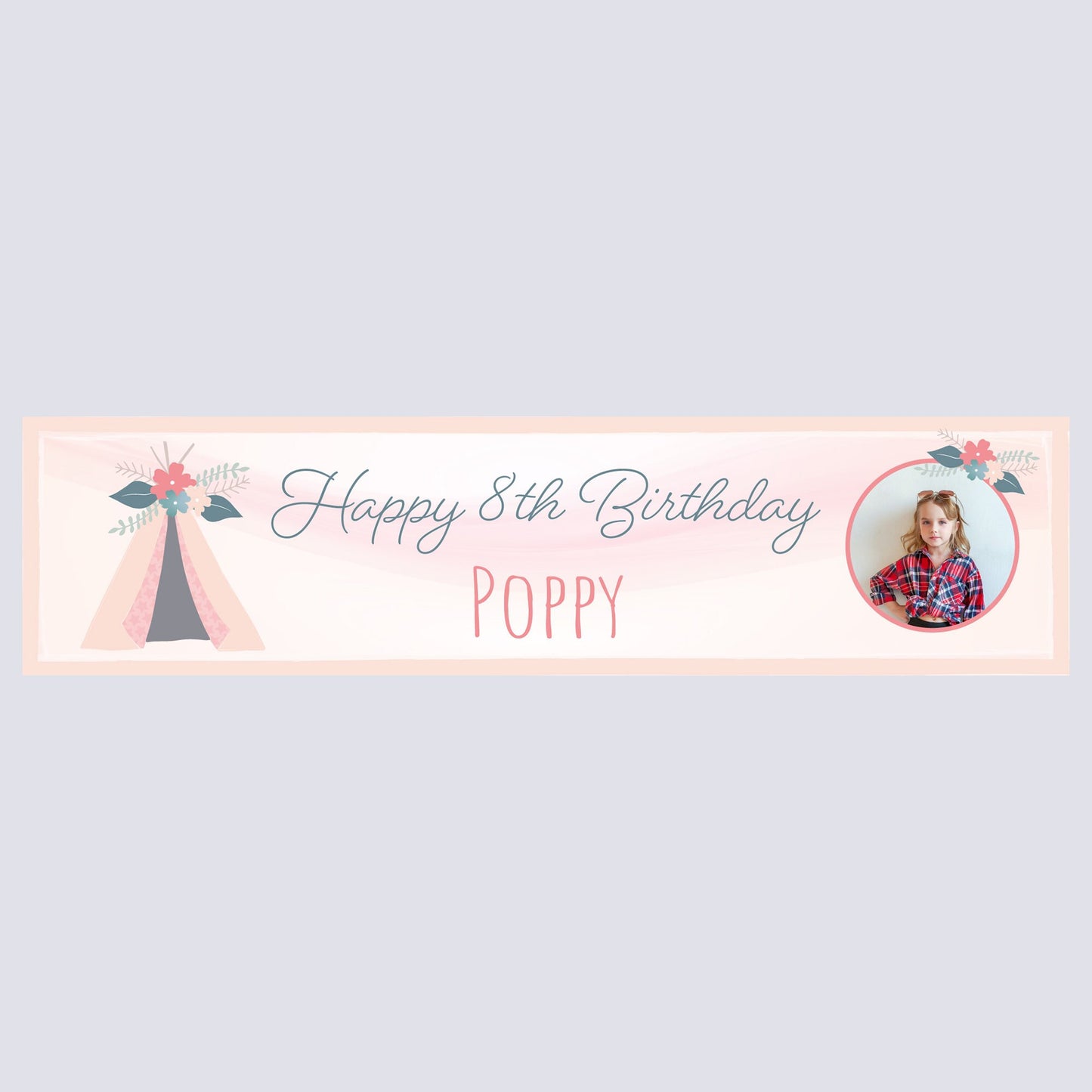 Personalised Sleepover Pink Teepee Party Banner - Paper or Vinyl Birthday Banner Festival Banner Sleepover Party Garden Party Banner