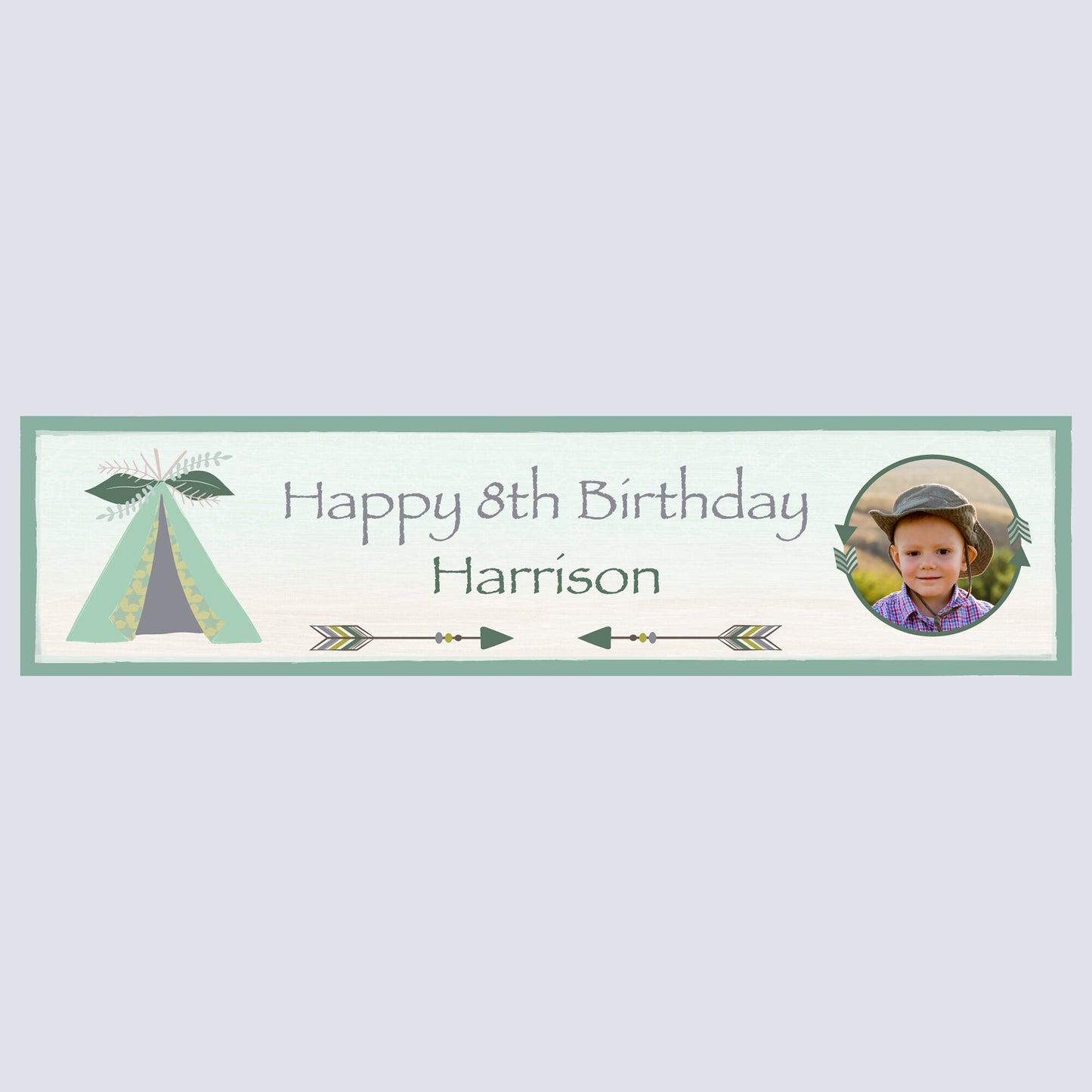 Personalised Sleepover Green Teepee Party Banner - Paper or Vinyl Birthday Banner Festival Banner Sleepover Party Garden Party Banner