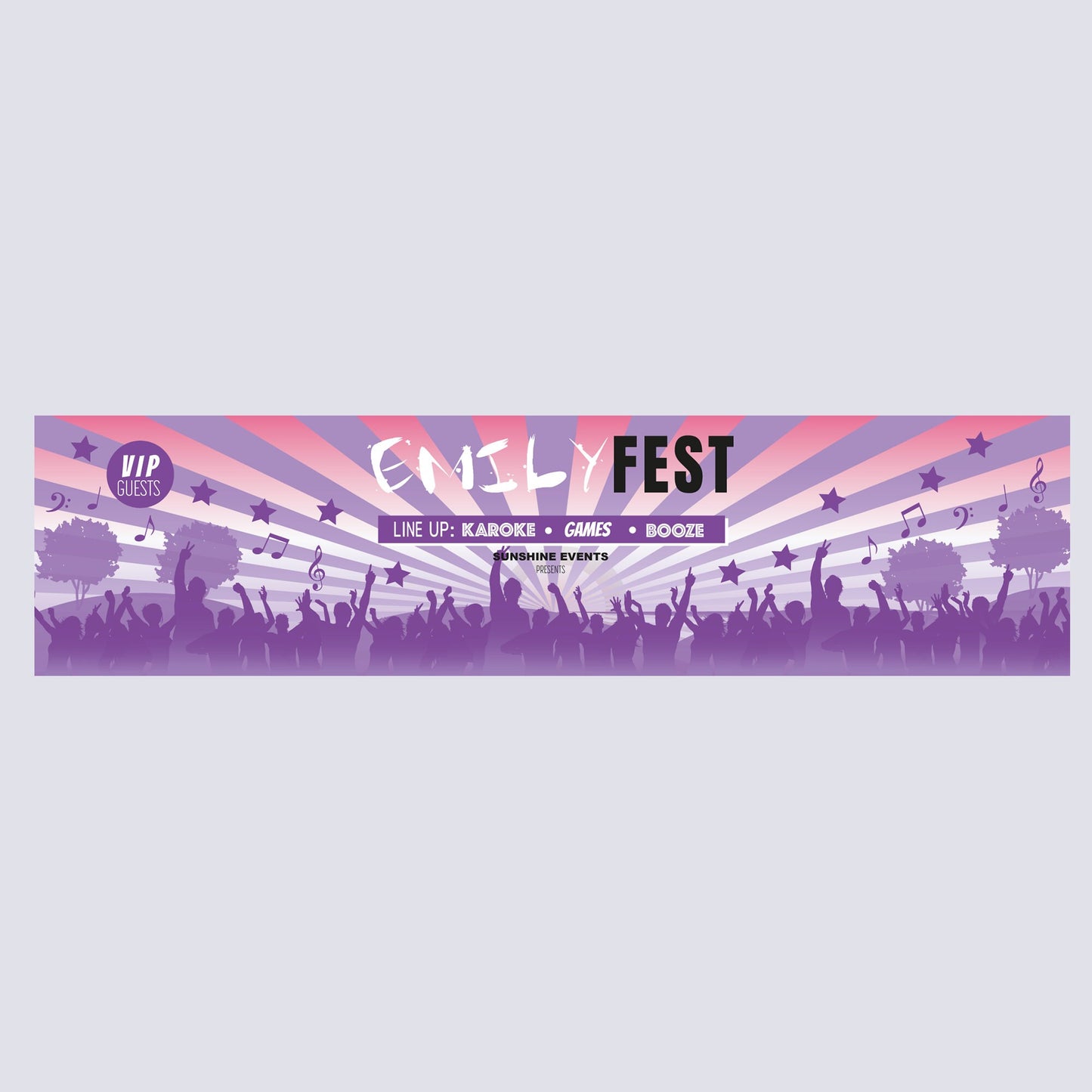 Personalised Festival Purple Banner - Paper or Vinyl