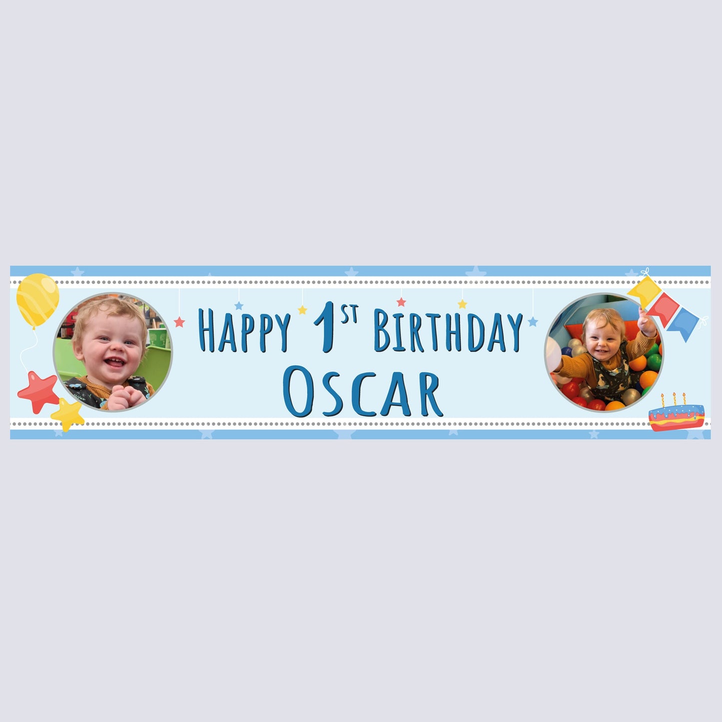 Personalised Banner - 1st Birthday Boy Photo Banner - Paper or Vinyl