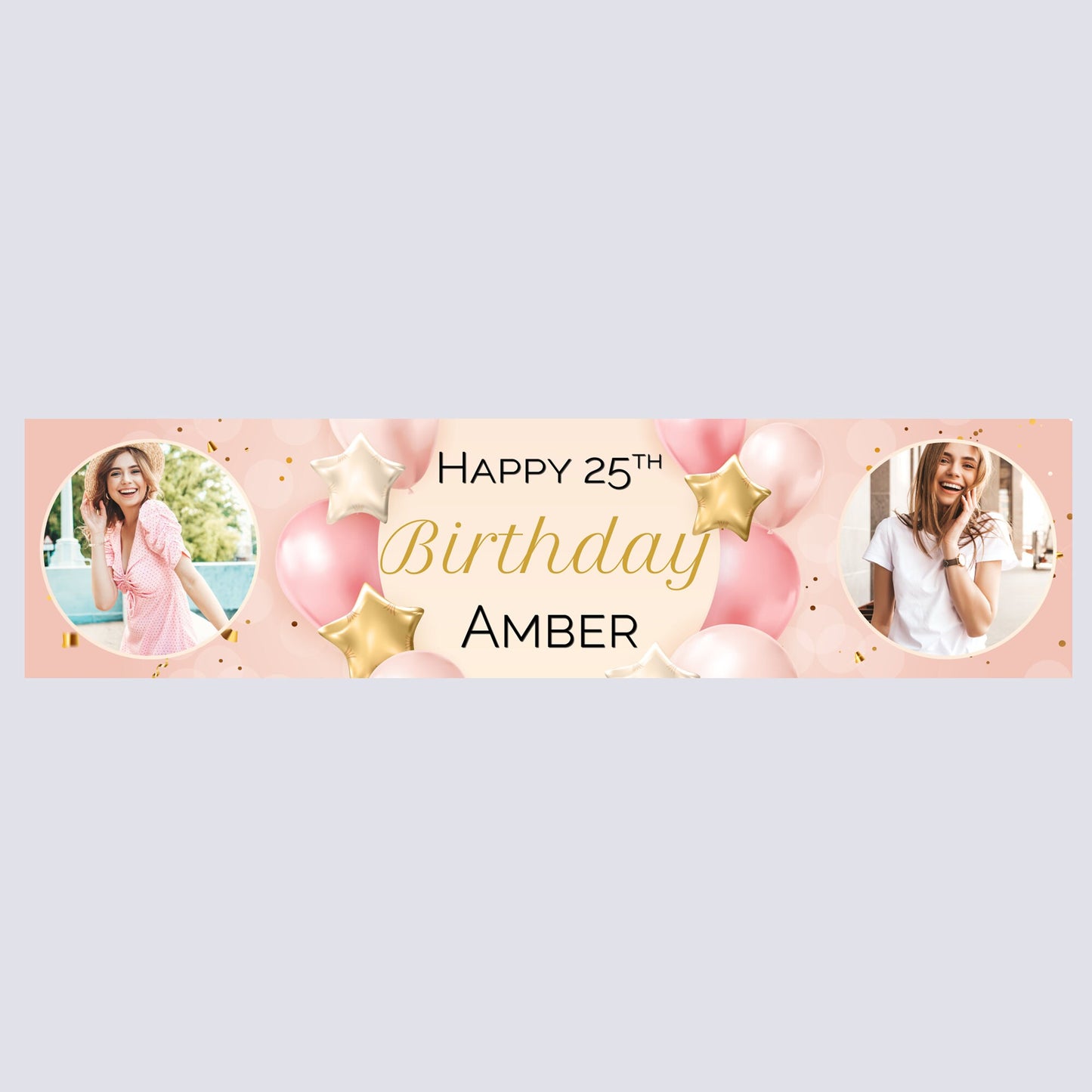 Personalised Banner - Pink Balloons Banner with Photo