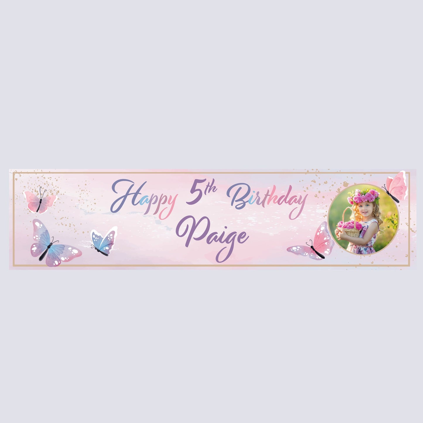 Personalised Banner - Butterfly Banner with Photo Personalised Butterfly Banner