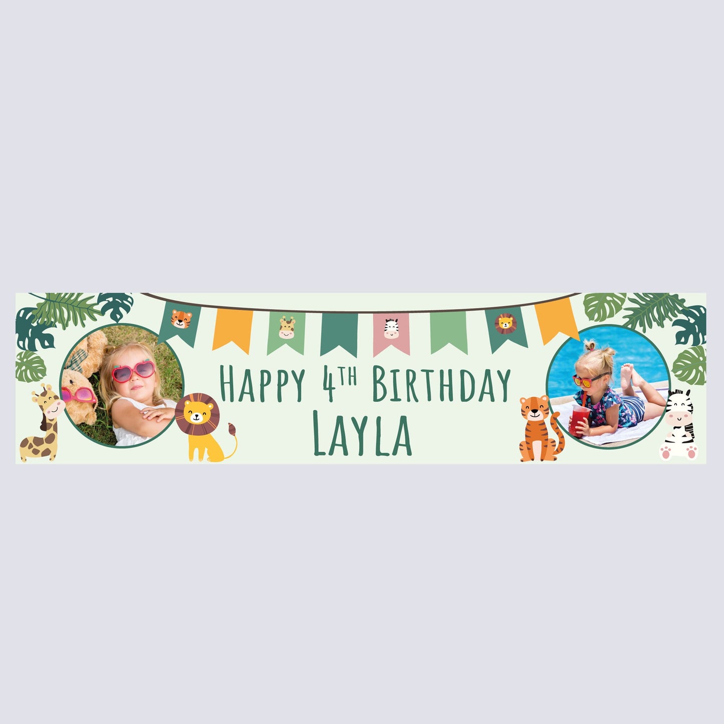 Personalised Banner - Wild Birthday Banner with Photo Personalised Wild Birthday Banner Jungle Photo Banner