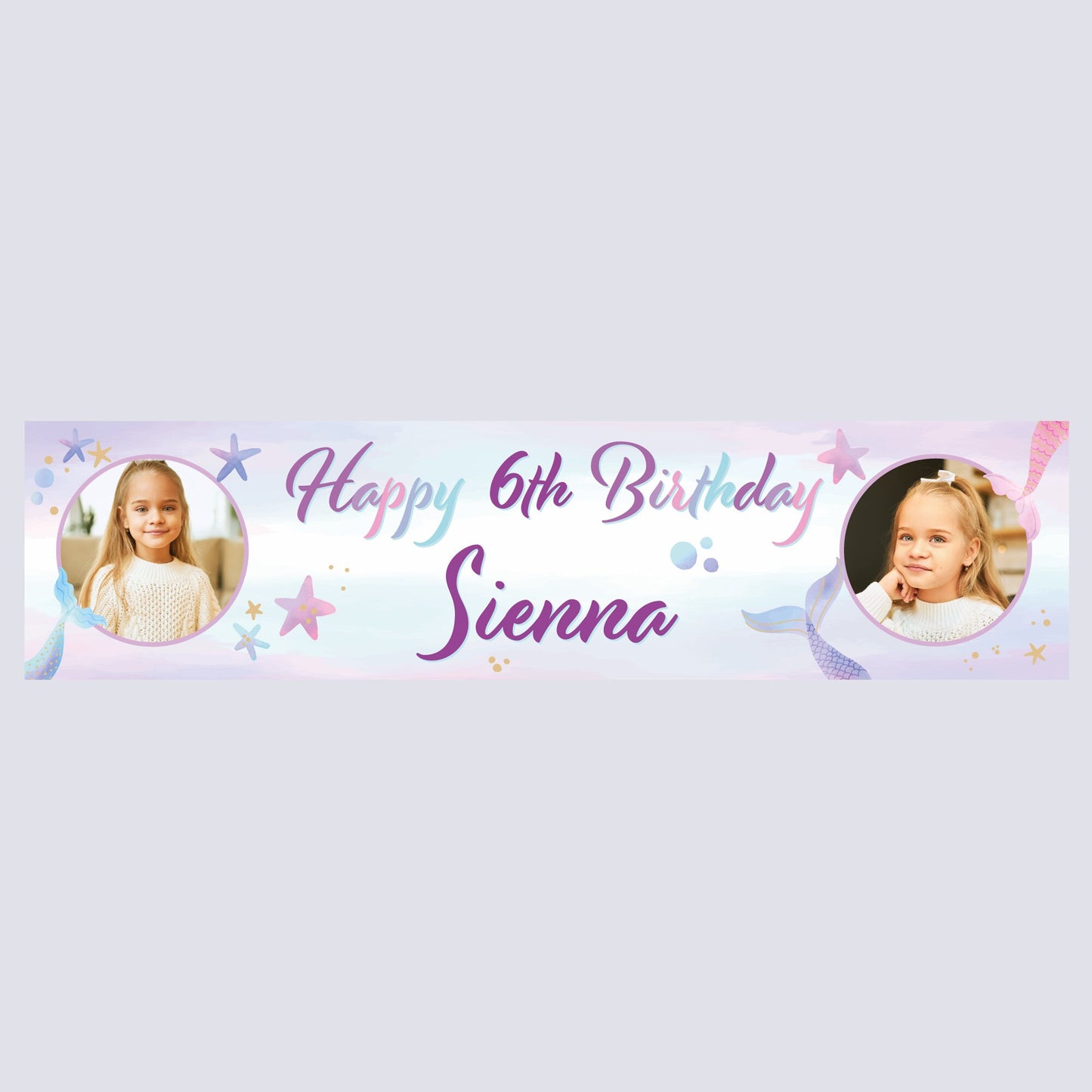 Personalised Banner - Mermaid Banner with Photo Personalised Mermaid Banner