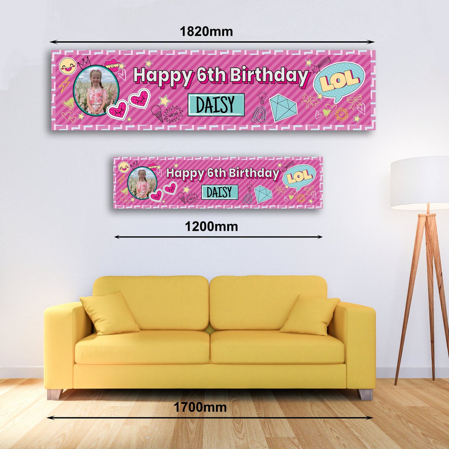 Personalised Banner - Pink Surprise Birthday Banner, Pink Surprise Photo Banner