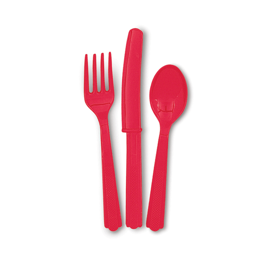 Plastic Cutlery Red (Pk 18)