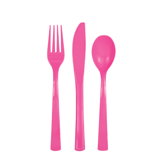 Plastic Cutlery Hot Pink (Pk 18)