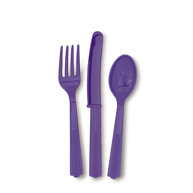 Plastic Cutlery Purple (Pk 18)