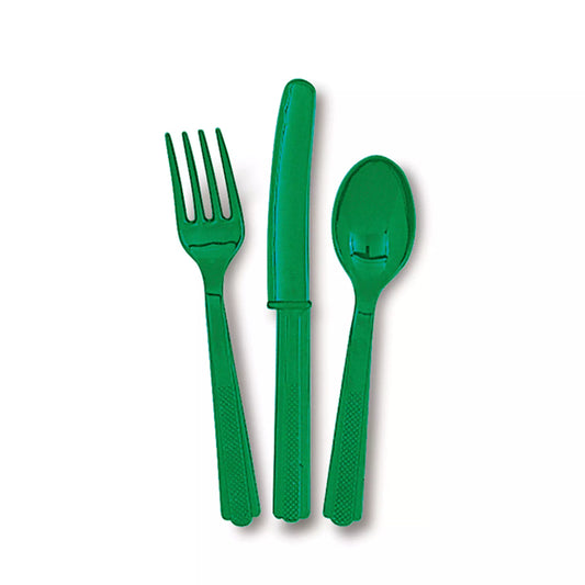 Plastic Cutlery Emerald Green (Pk 18)