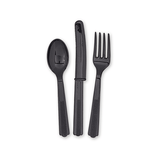 Plastic Cutlery Black (Pk 18)