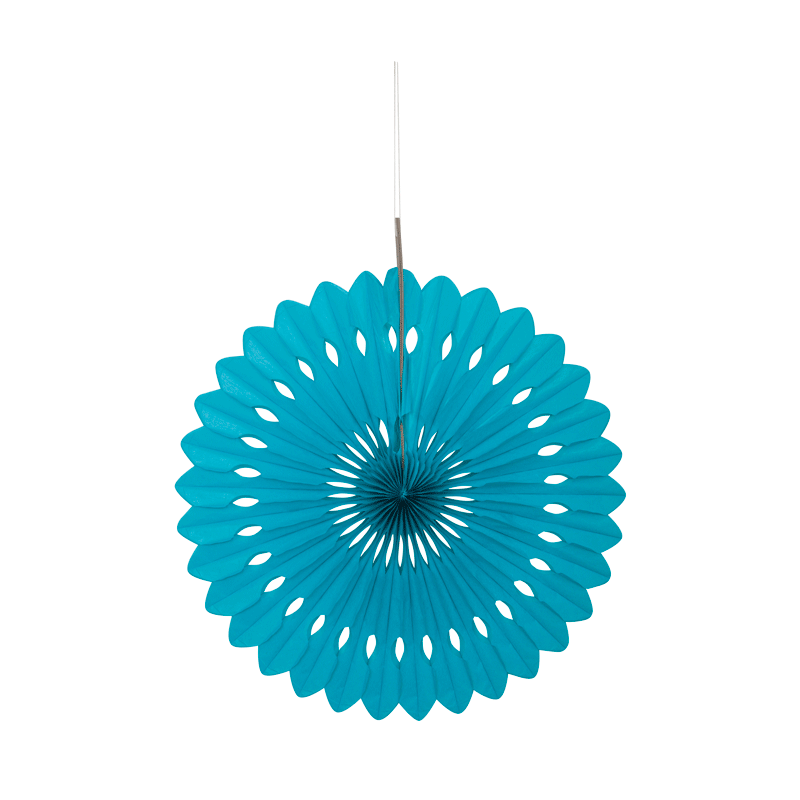 Caribbean Teal Decorative Fan 16"