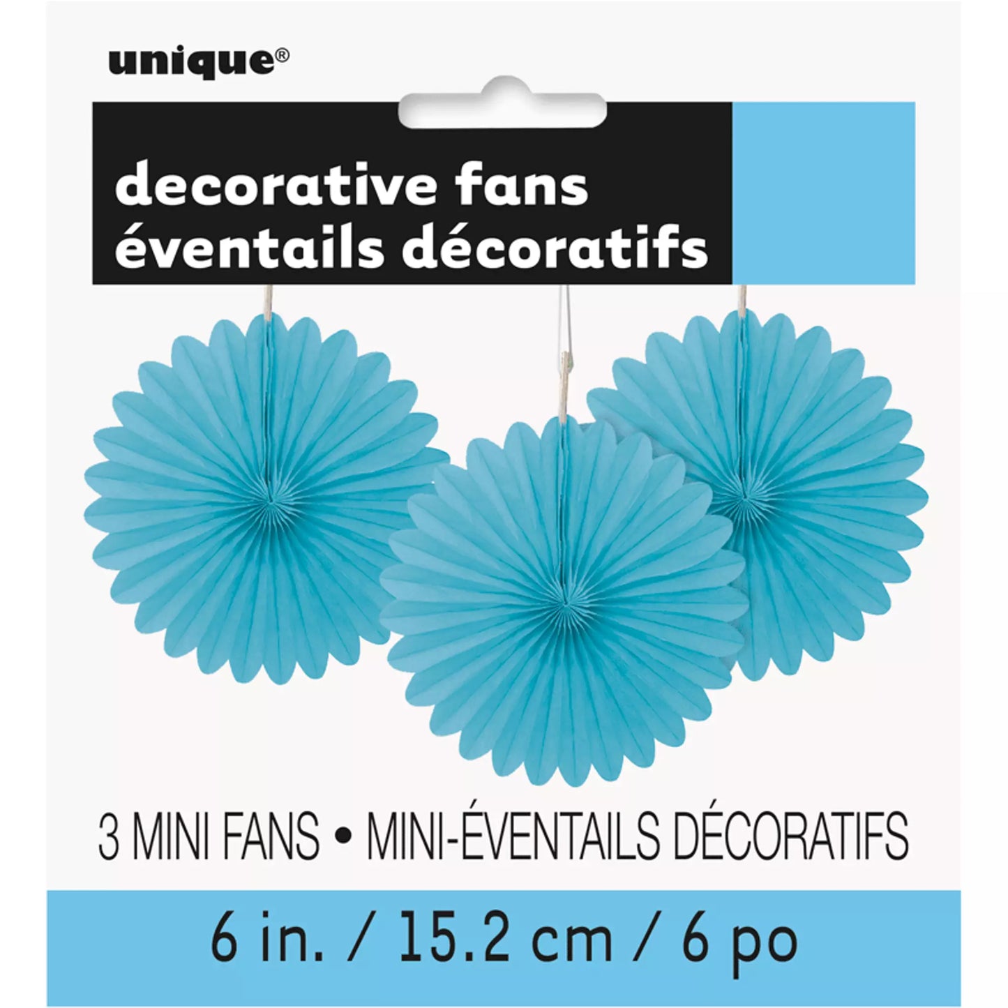 Light Blue Decorative Fan 6" (Pk 3)